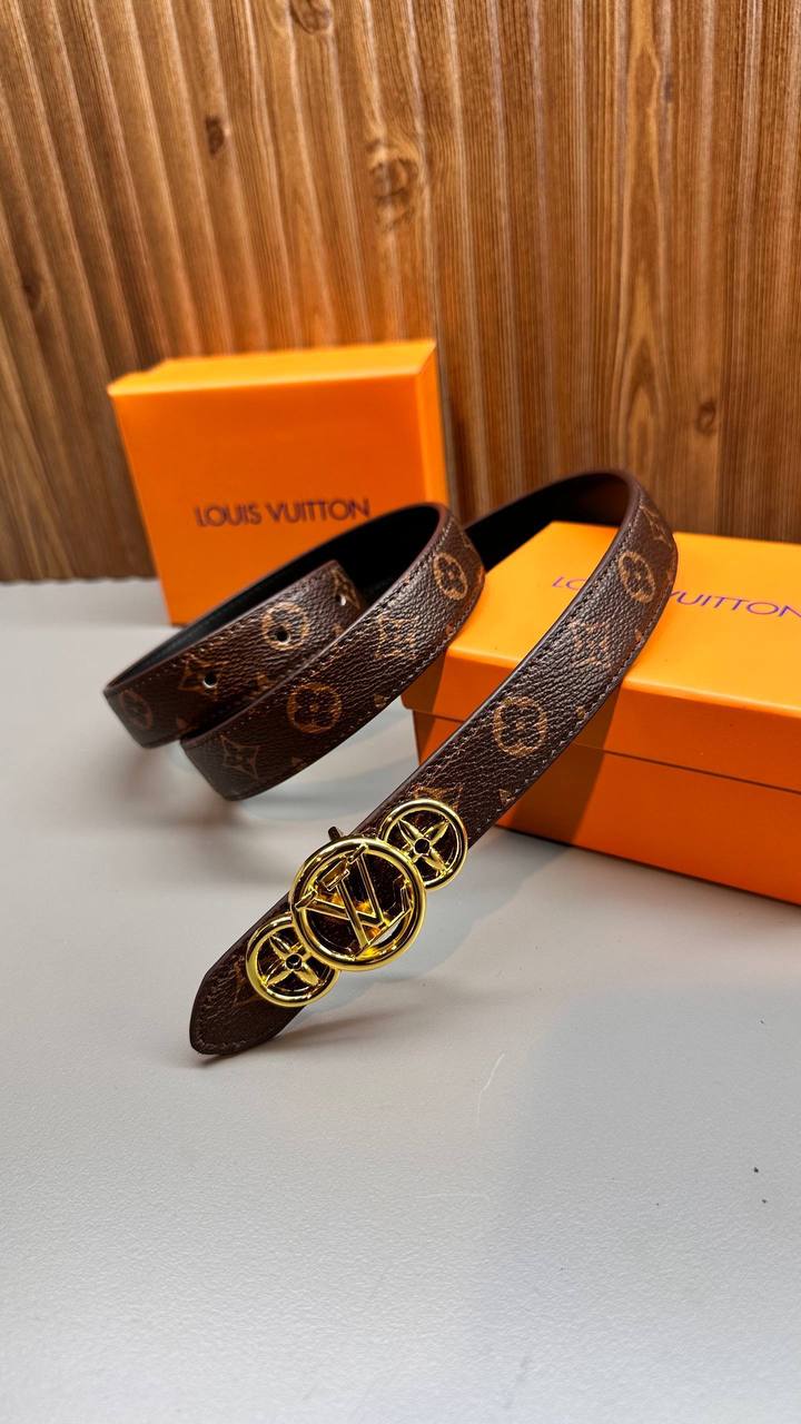 Louis Vuitton ζώνη monogram καφέ- χρυσό