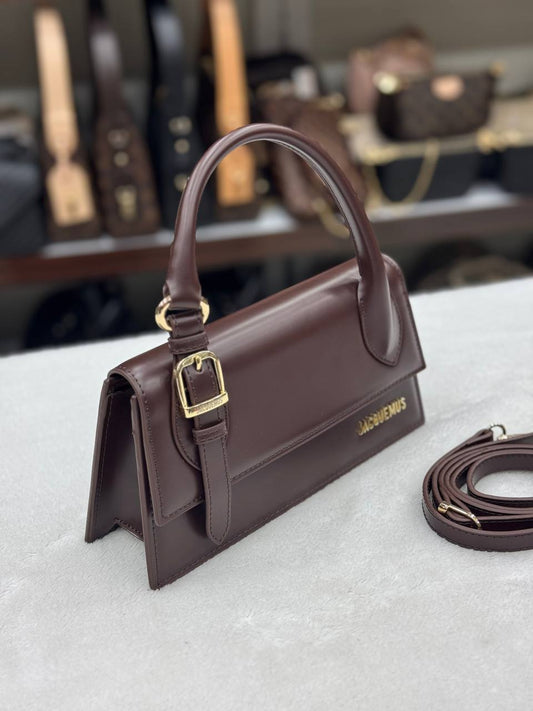 Jacquemus καφέ Le Chiquito Long Boucle Bag 💫🖤 24x14 cm