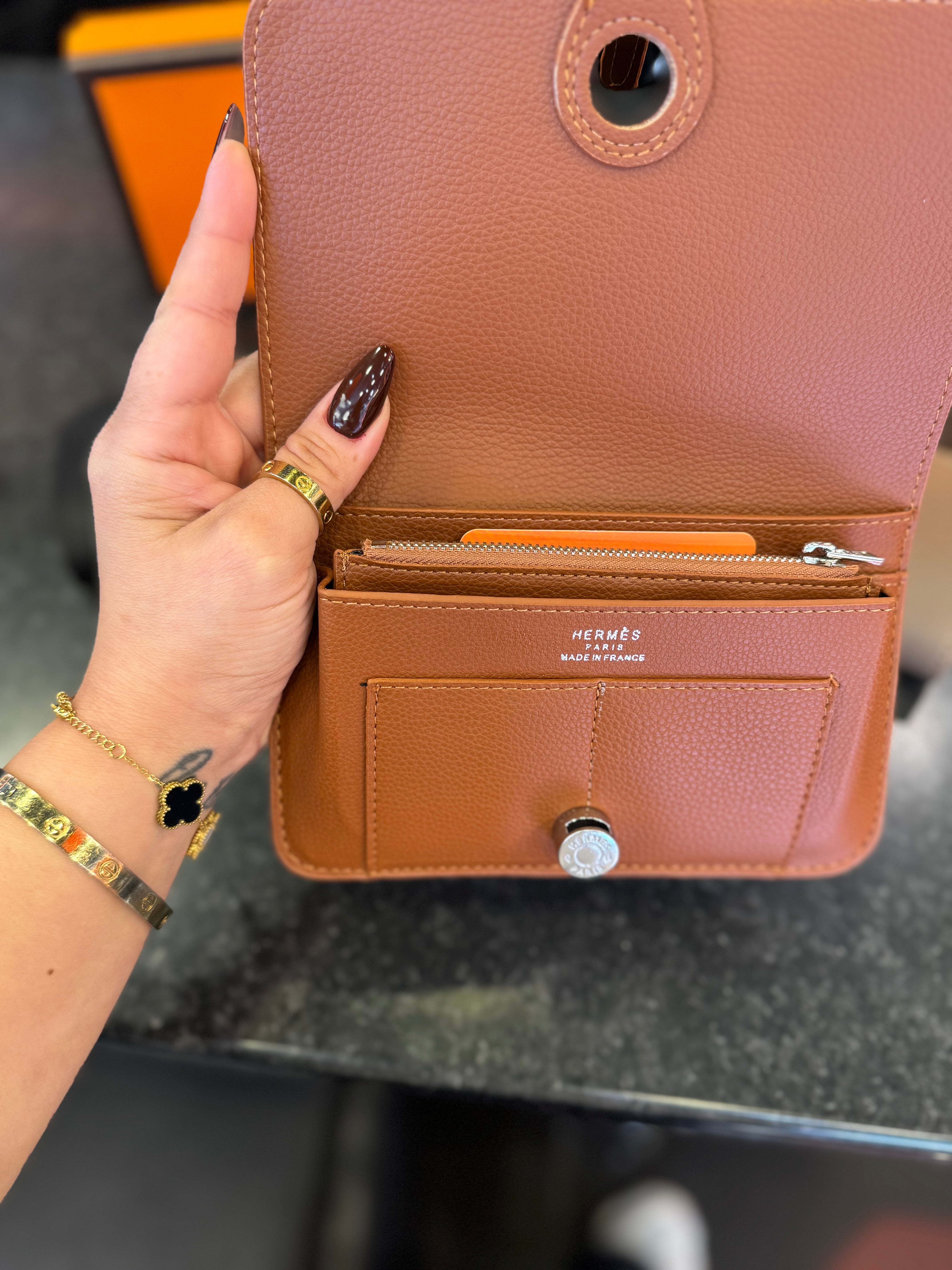 Hermes πορτοφόλι καφέ