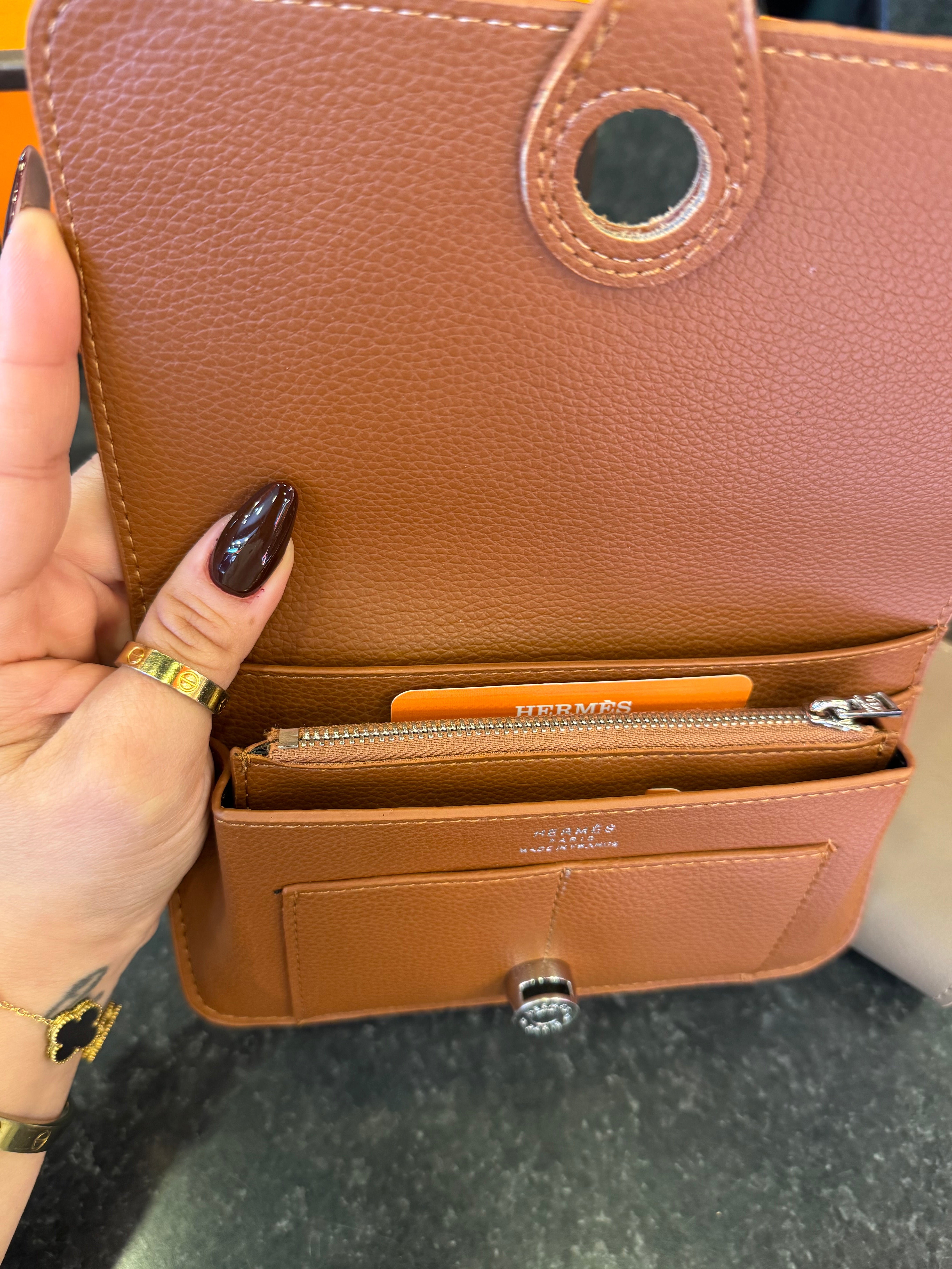 Hermes πορτοφόλι καφέ