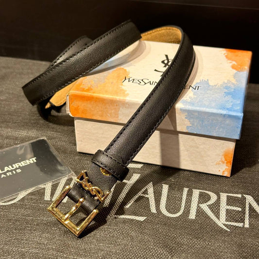Ζώνη YSL μαύρο-χρυσό λεπτή