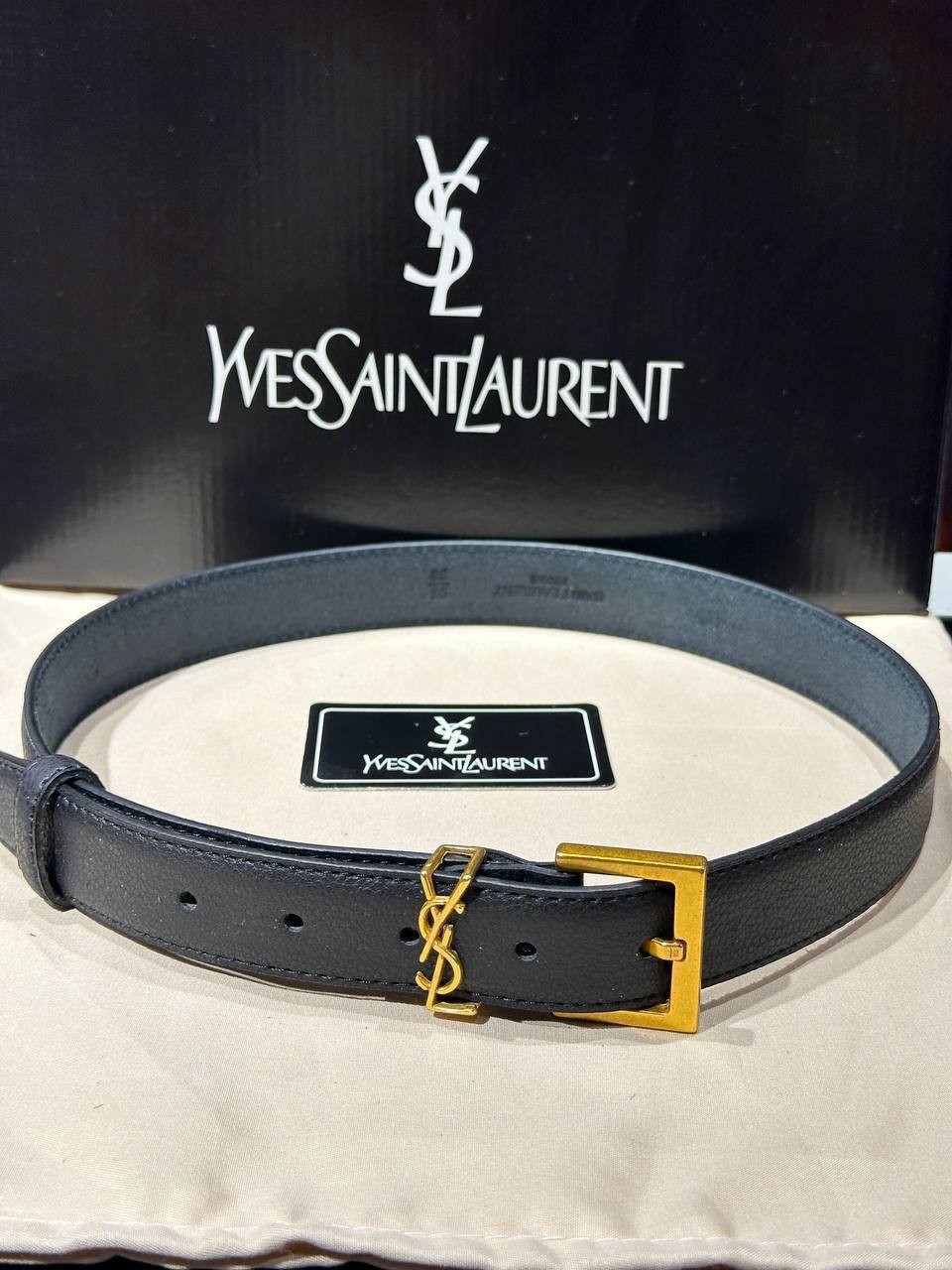 Ζώνη YSL μαύρο _χρυσο