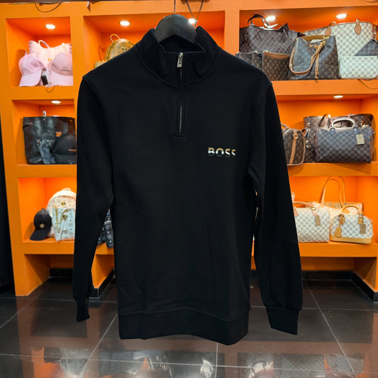 Φούτερ με φερμουάρ πικέ - BOSS