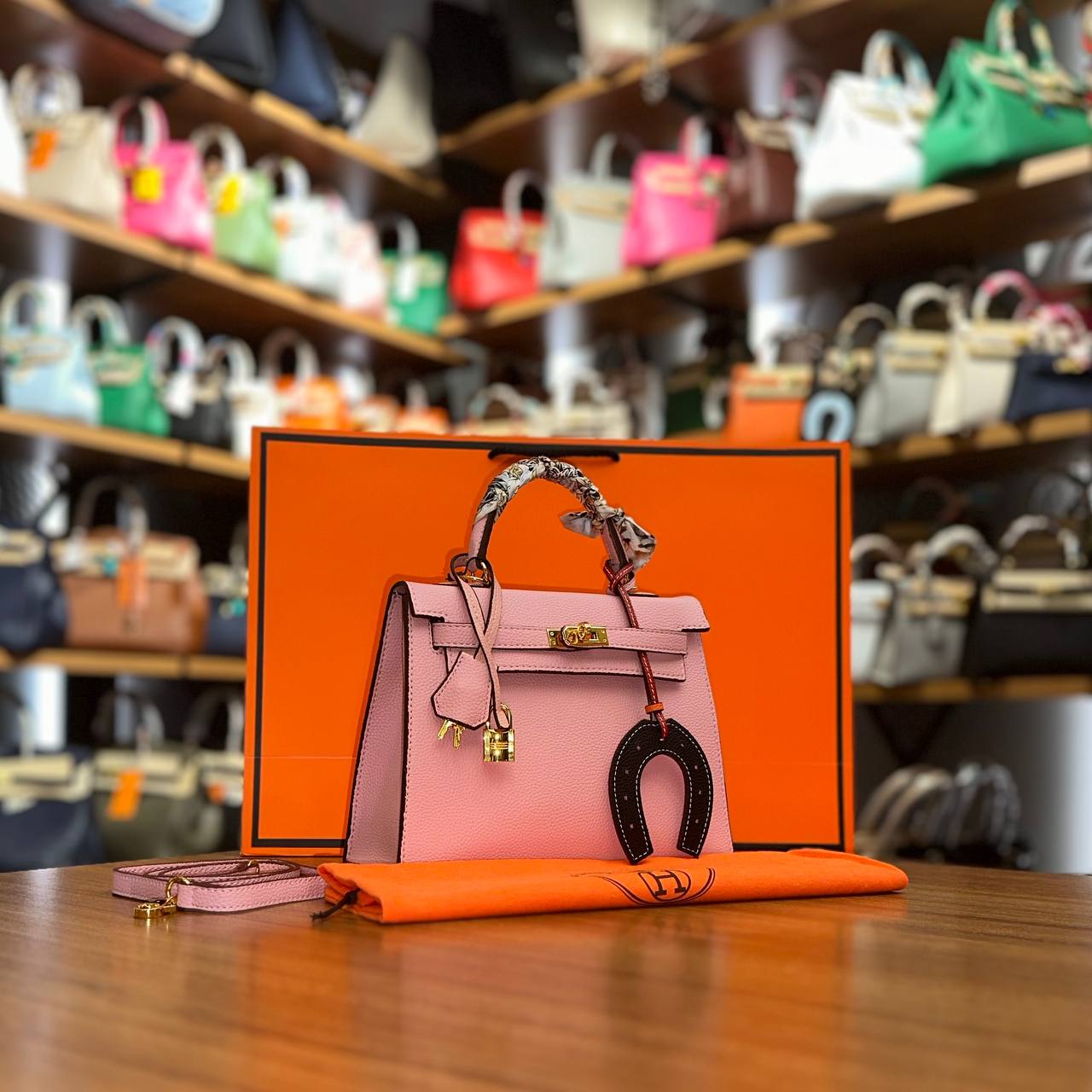 HERMES KELLY 25 pink leather