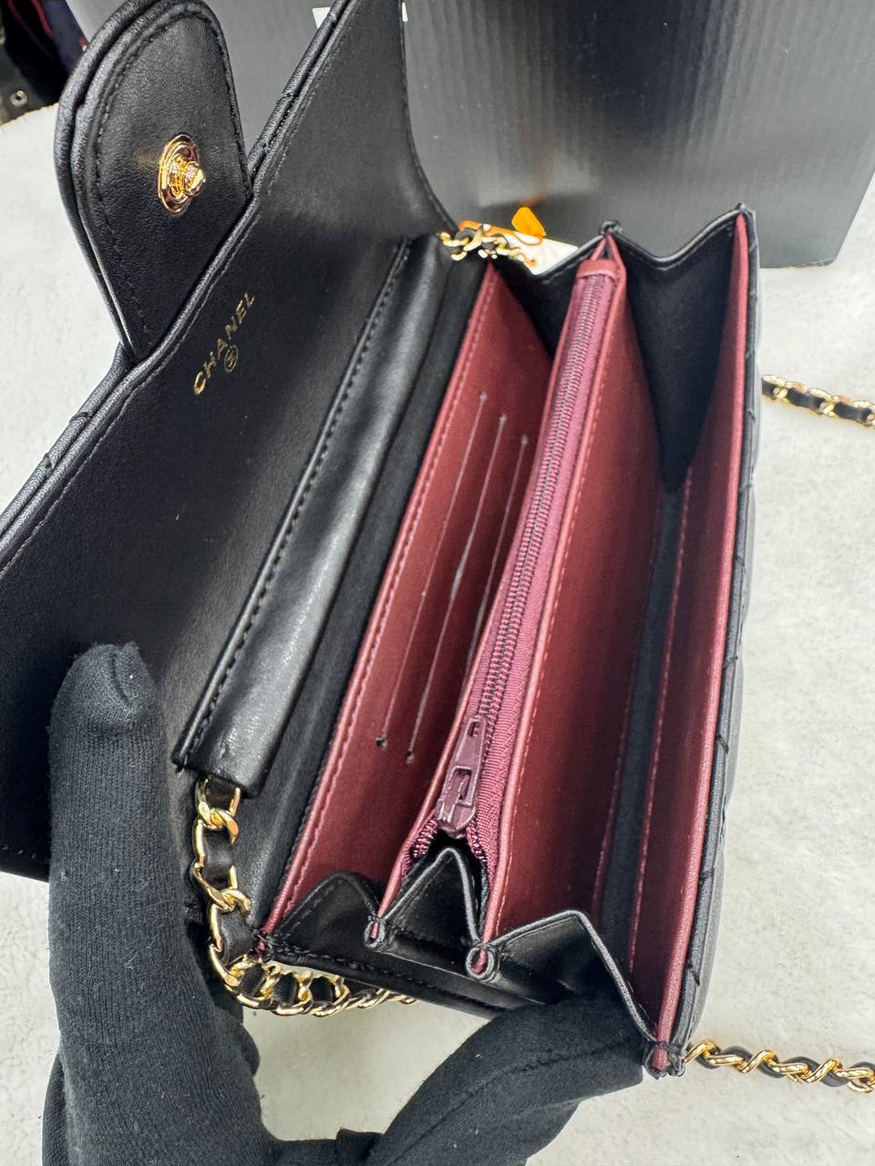 Chanel classic long wallet μαύρο
