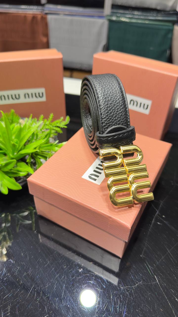 Miu Miu ζώνη μαύρο χρυσό
