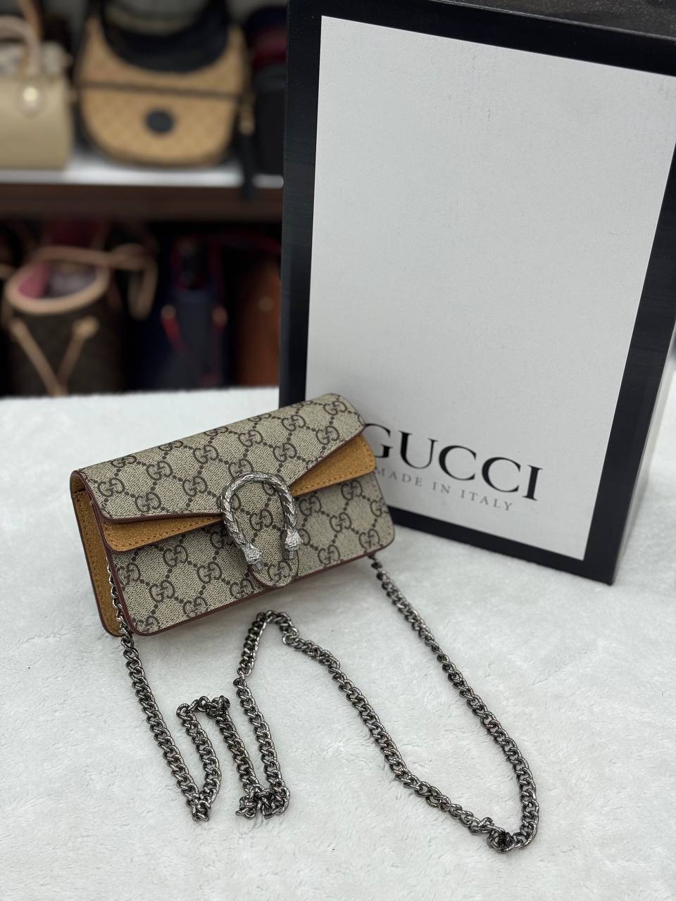 Gucci ανοιχτό καφέ τάμπα  Dionysus mini size:17x10