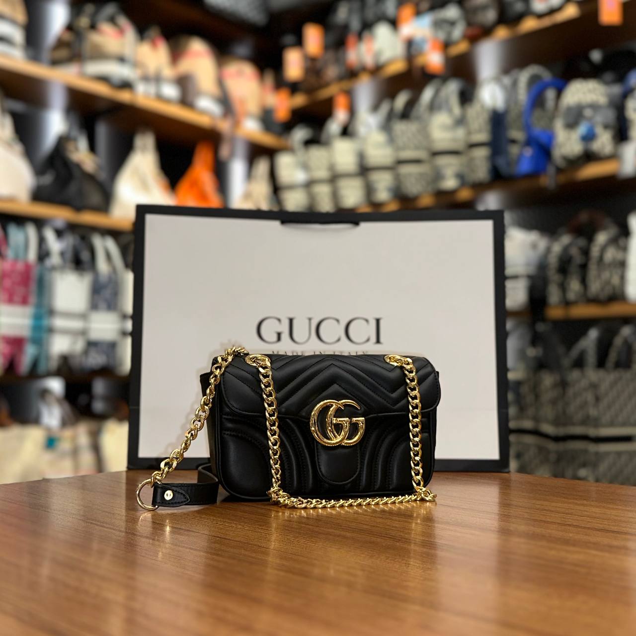 Gucci GG μαύρο  Marmont small 22,5x13cm