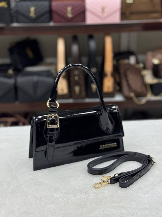 Jacquemus μαύρο βινιλ  Le Chiquito Long Boucle Bag 💫🖤 24x14 cm