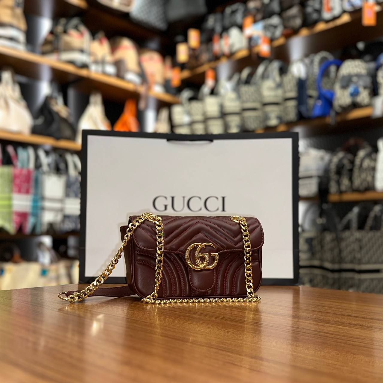 Gucci GG μπορντό Marmont small 22,5x13cm