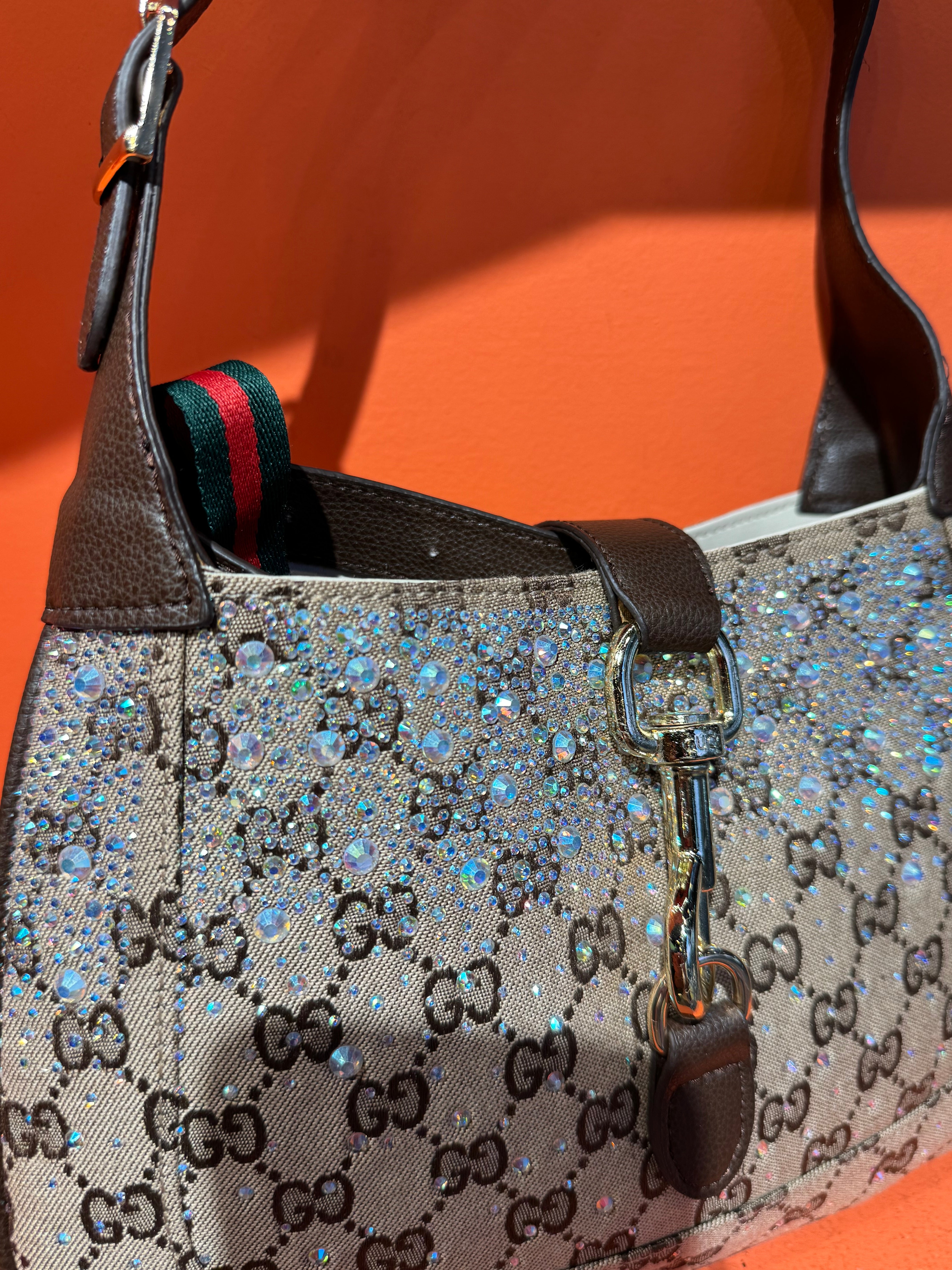 Gucci καφέ στρας 02