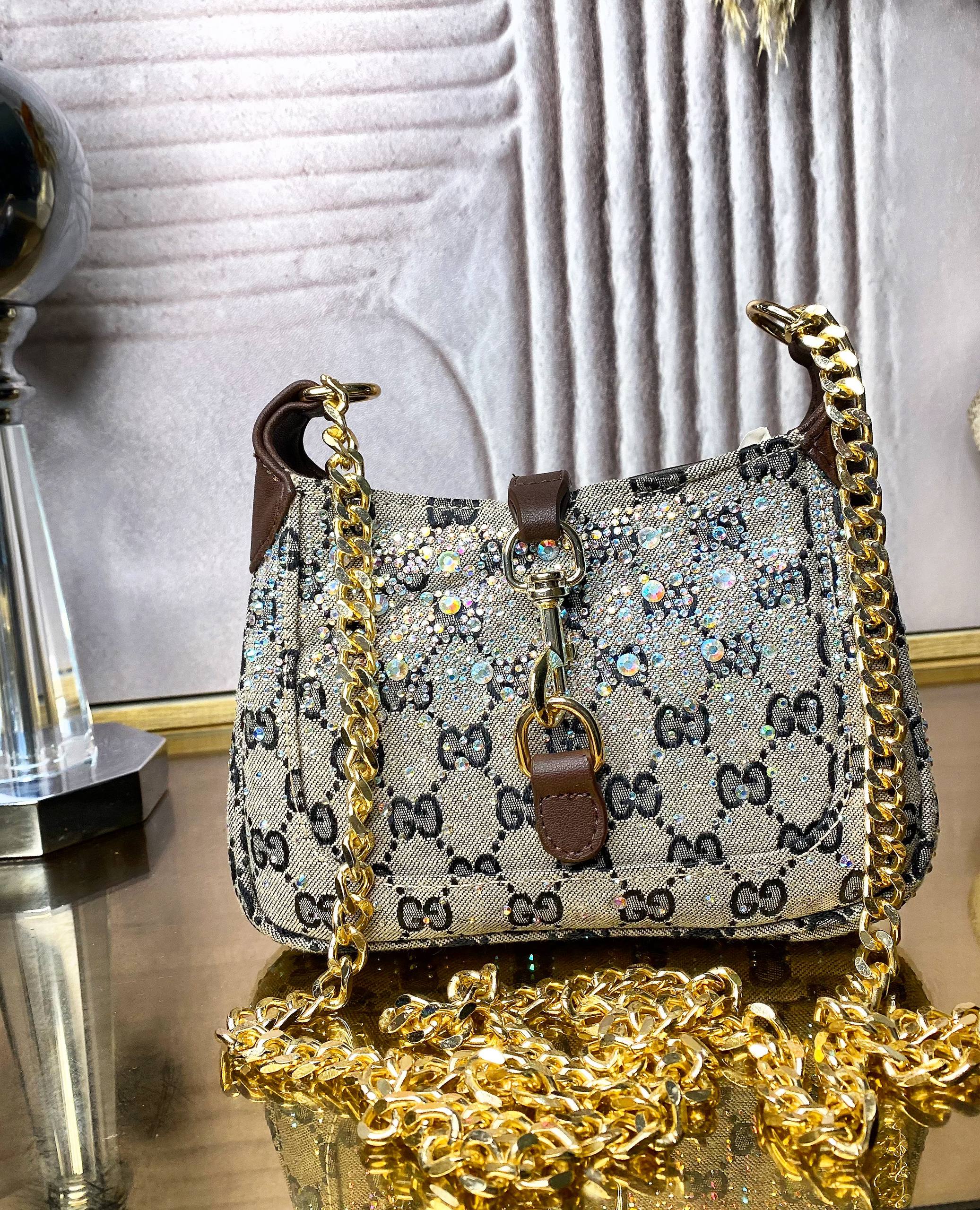 Gucci καφέ στρας 01