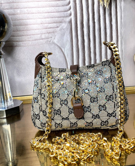 Gucci καφέ στρας 01