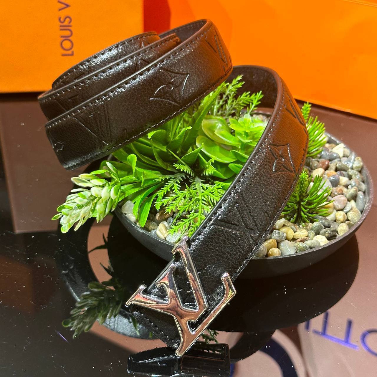 Louis Vuitton ζώνη monogram  black-silver