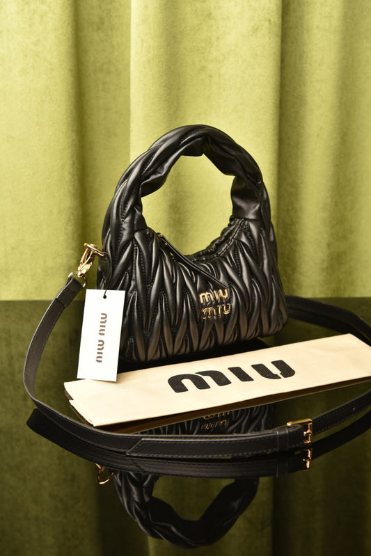 Miu Miu Hobo bag black mini size:14x17x5.5cm
