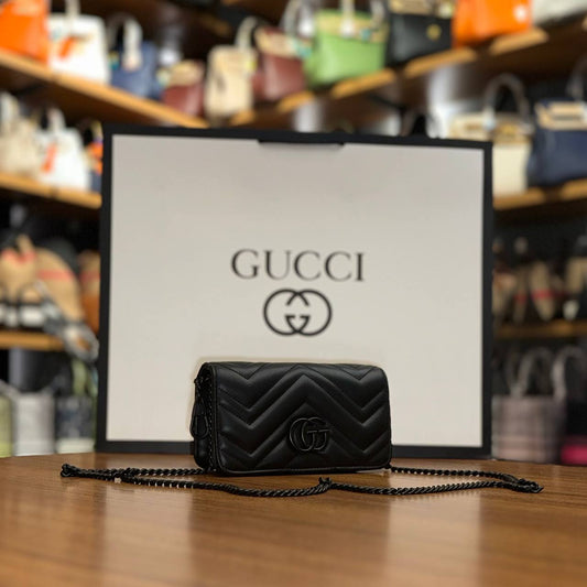 Gucci Marmont μαύρο  mini size:18x10