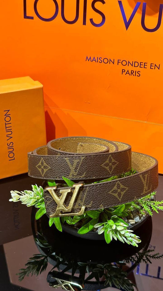 Louis Vuitton ζώνη monogram καφέ- χρυσό