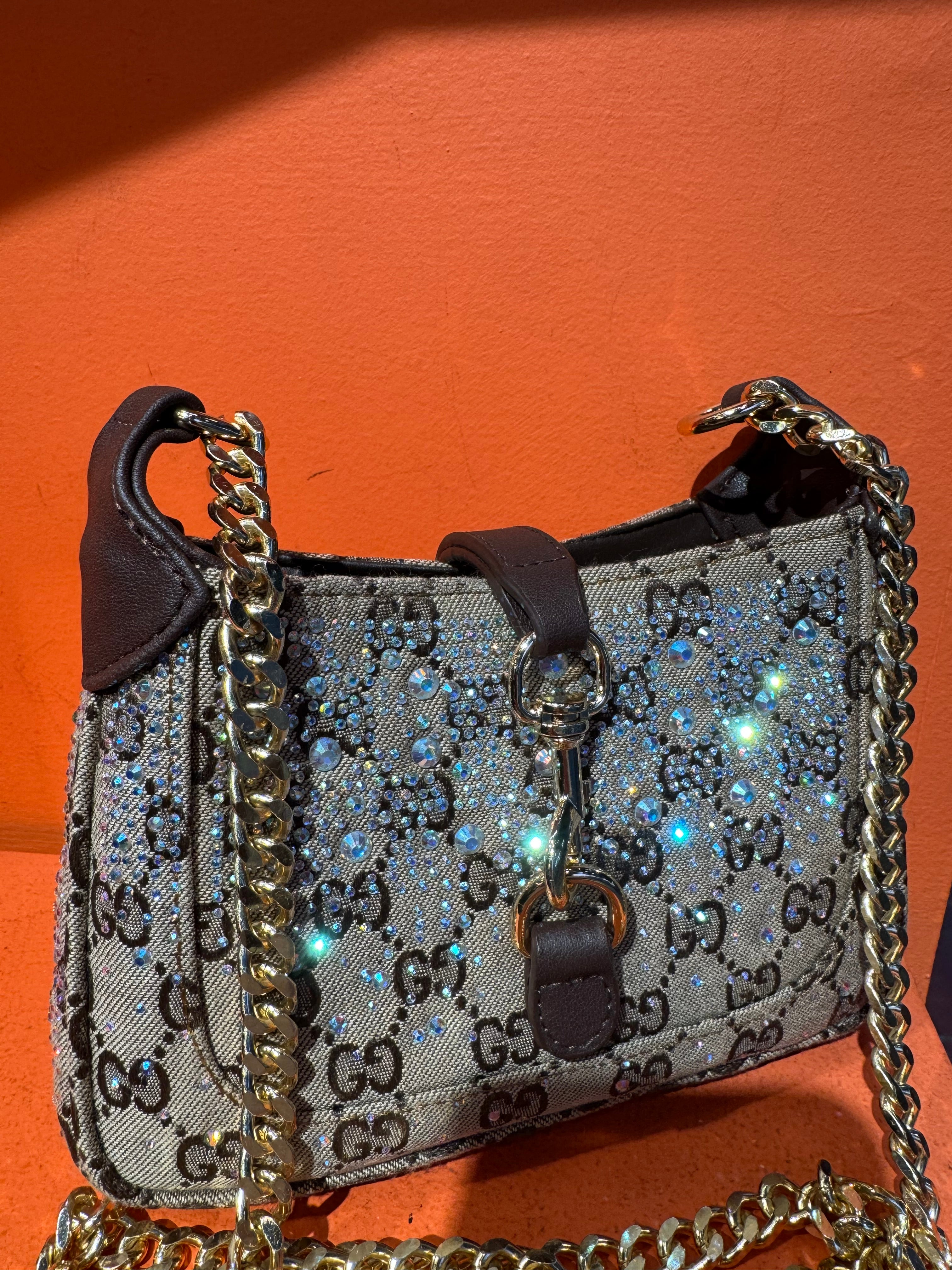 Gucci καφέ στρας 01