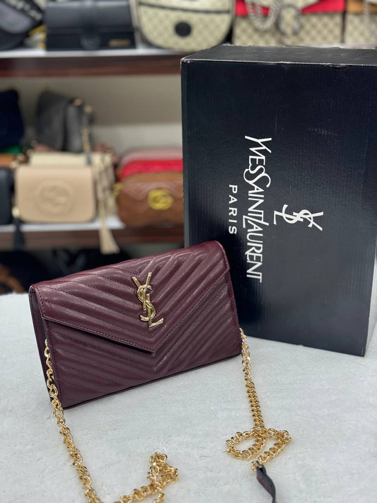 YSL μπορντό  Quited Shoulder