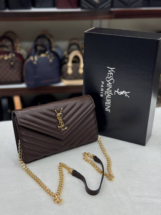 Yves Saint Laurentκαφέ  (YSL) Quilted Shoulder Bag 💫💫🖤 23x16cm