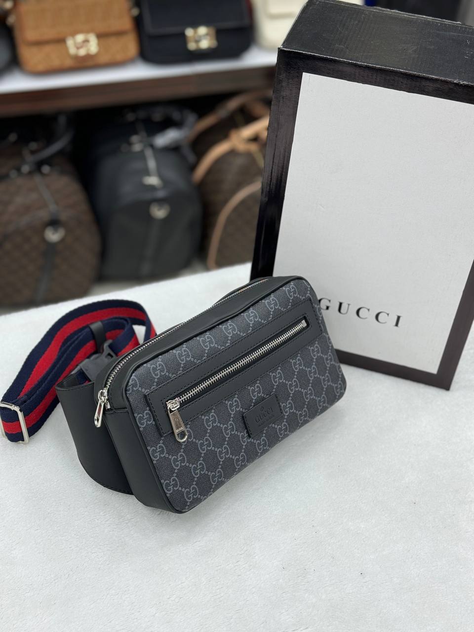 Gucci black belt bag size14x24