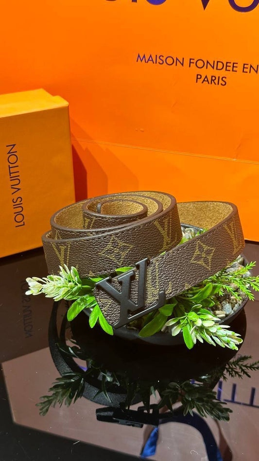 Louis Vuitton ζώνη monogram καφέ- χρυσό